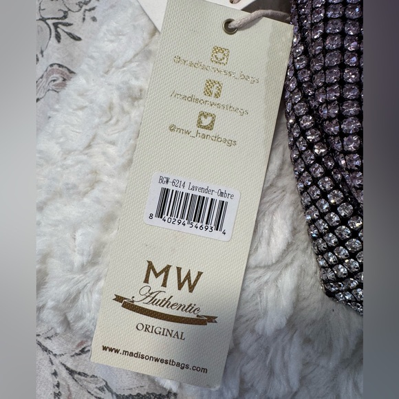 NWT Madison West Lavender Ombré Rhinestone Knot Handbag - Picture 4 of 4